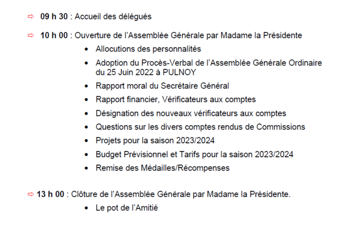 ordre du jour AG